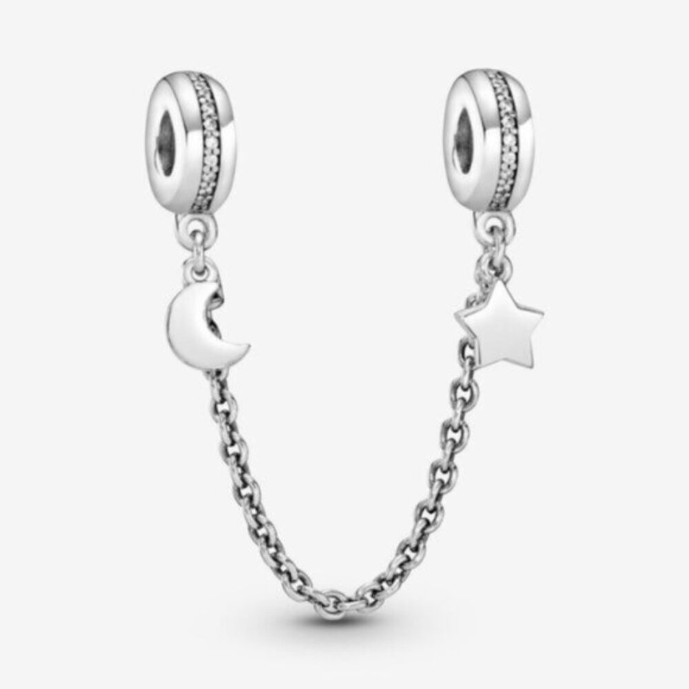 Pandora Half Moon and Star Safety Chain Charm